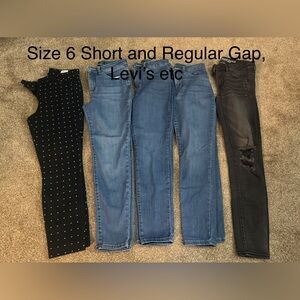 Blaxk cropped pants, jean and black jeans some sz short but all sz 6